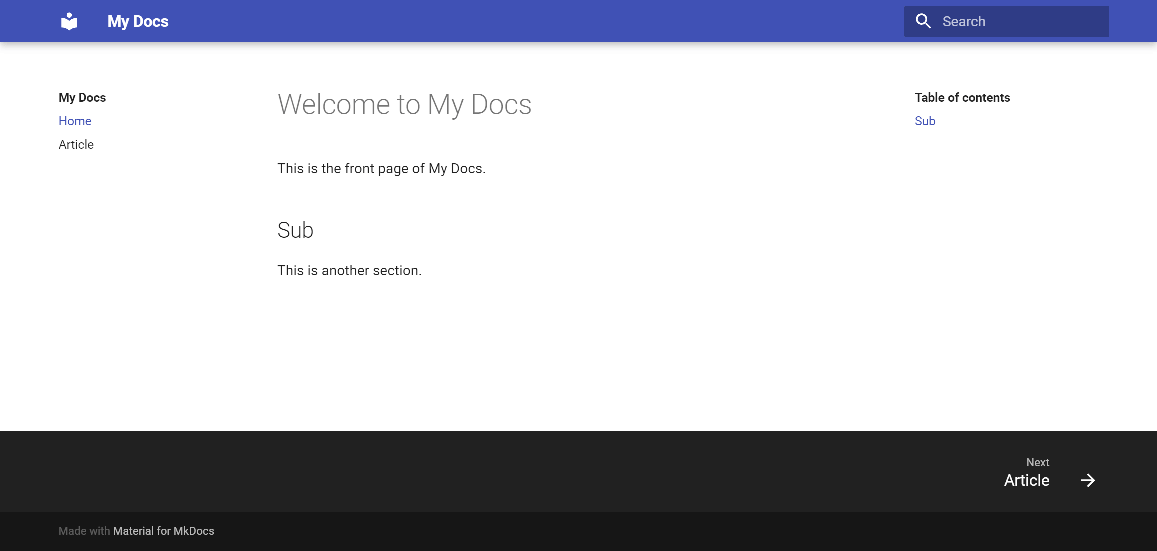 MkDocs with Material theme