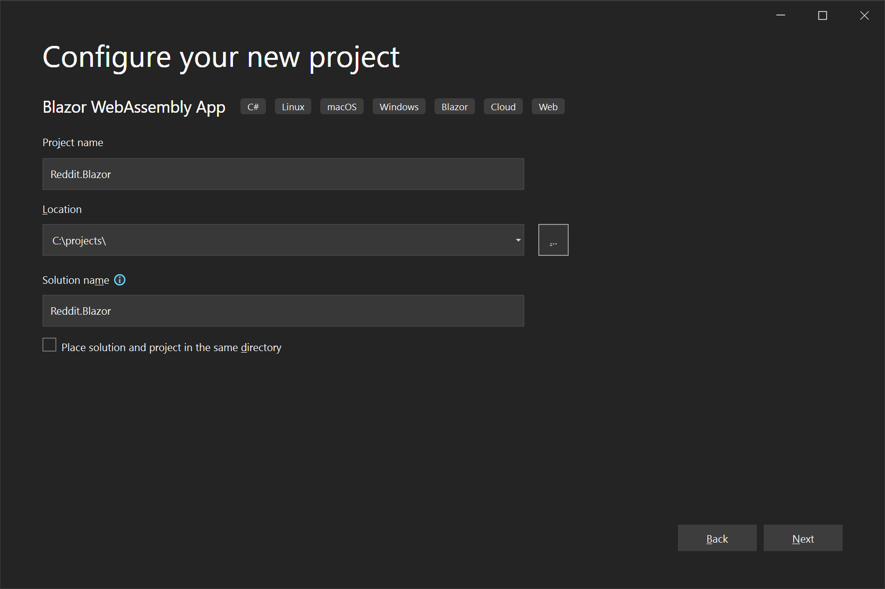 Configure your new project