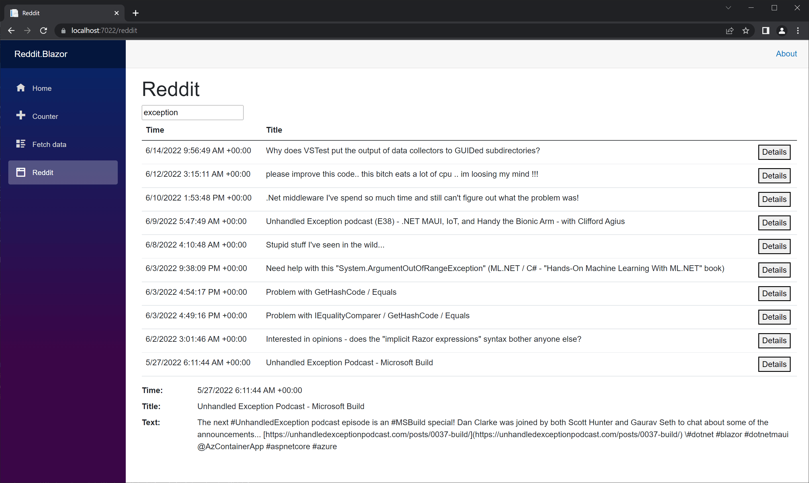 Reddit Blazor client