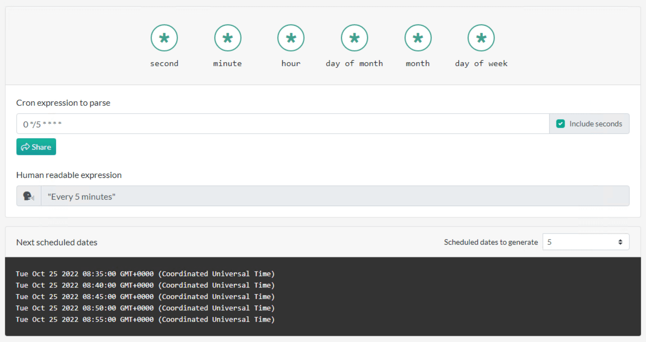 Cron expression parser and creator tool