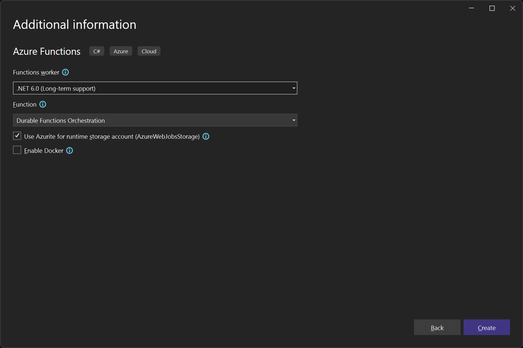 Create new Azure Functions project