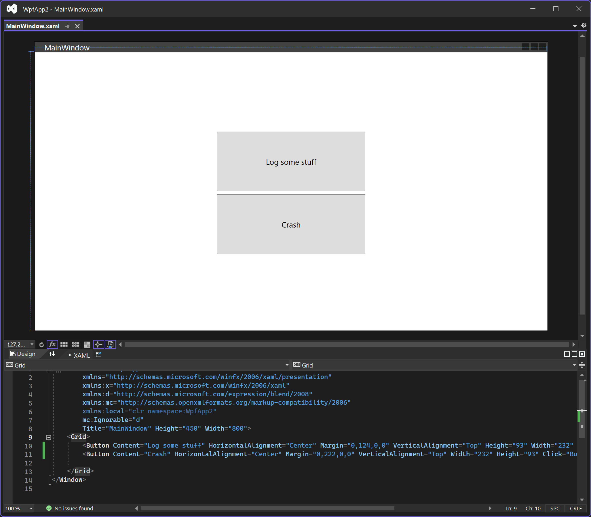 Main window with buttons