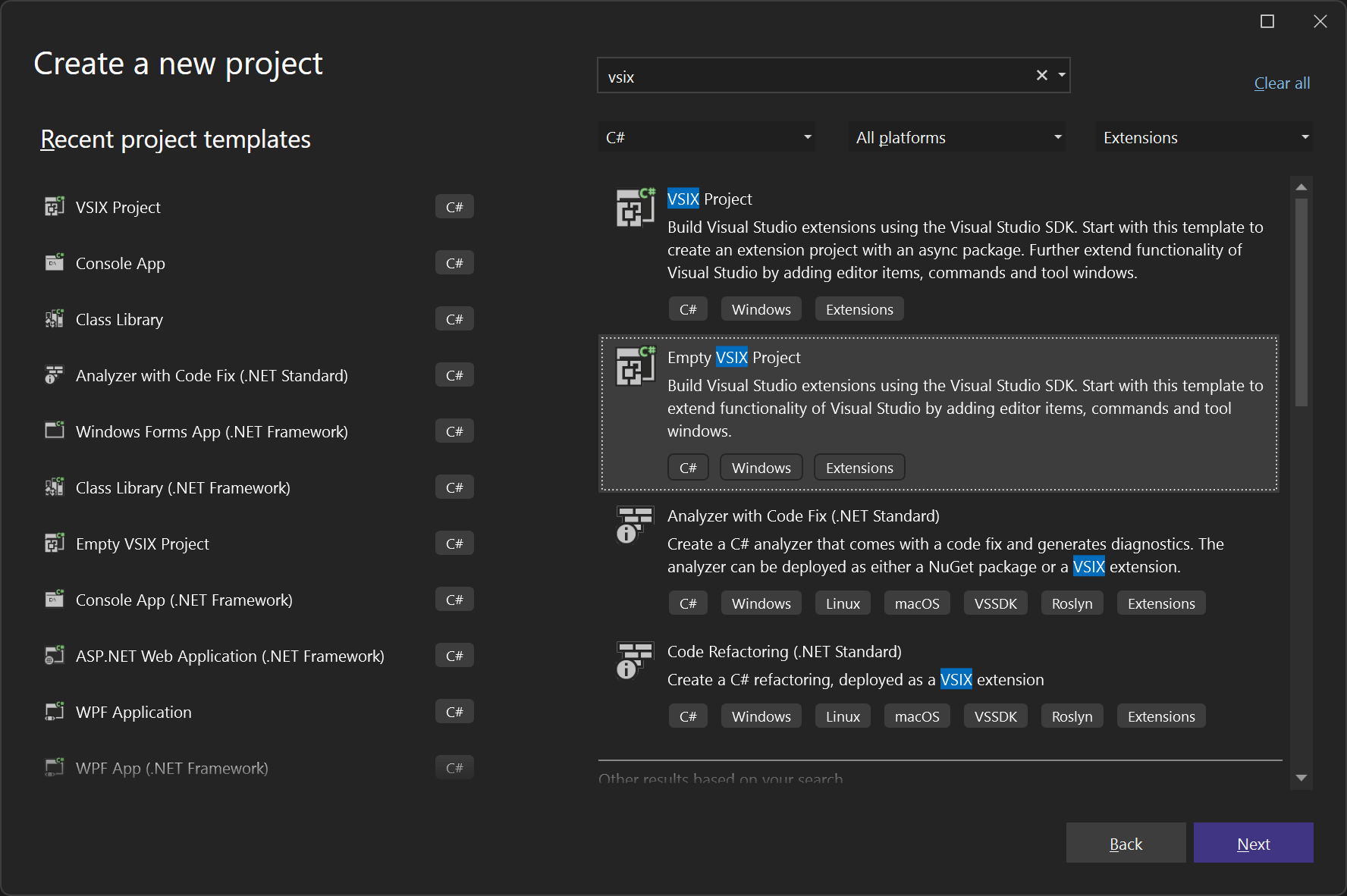 Create Empty VSIX Project