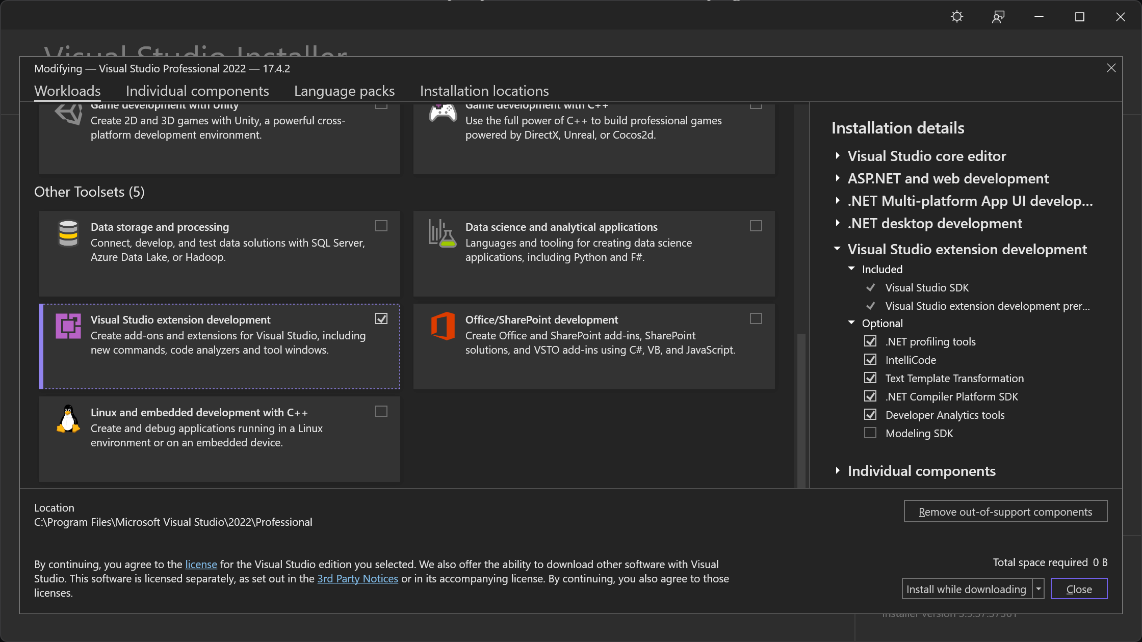 Enable Visual Studio extension development