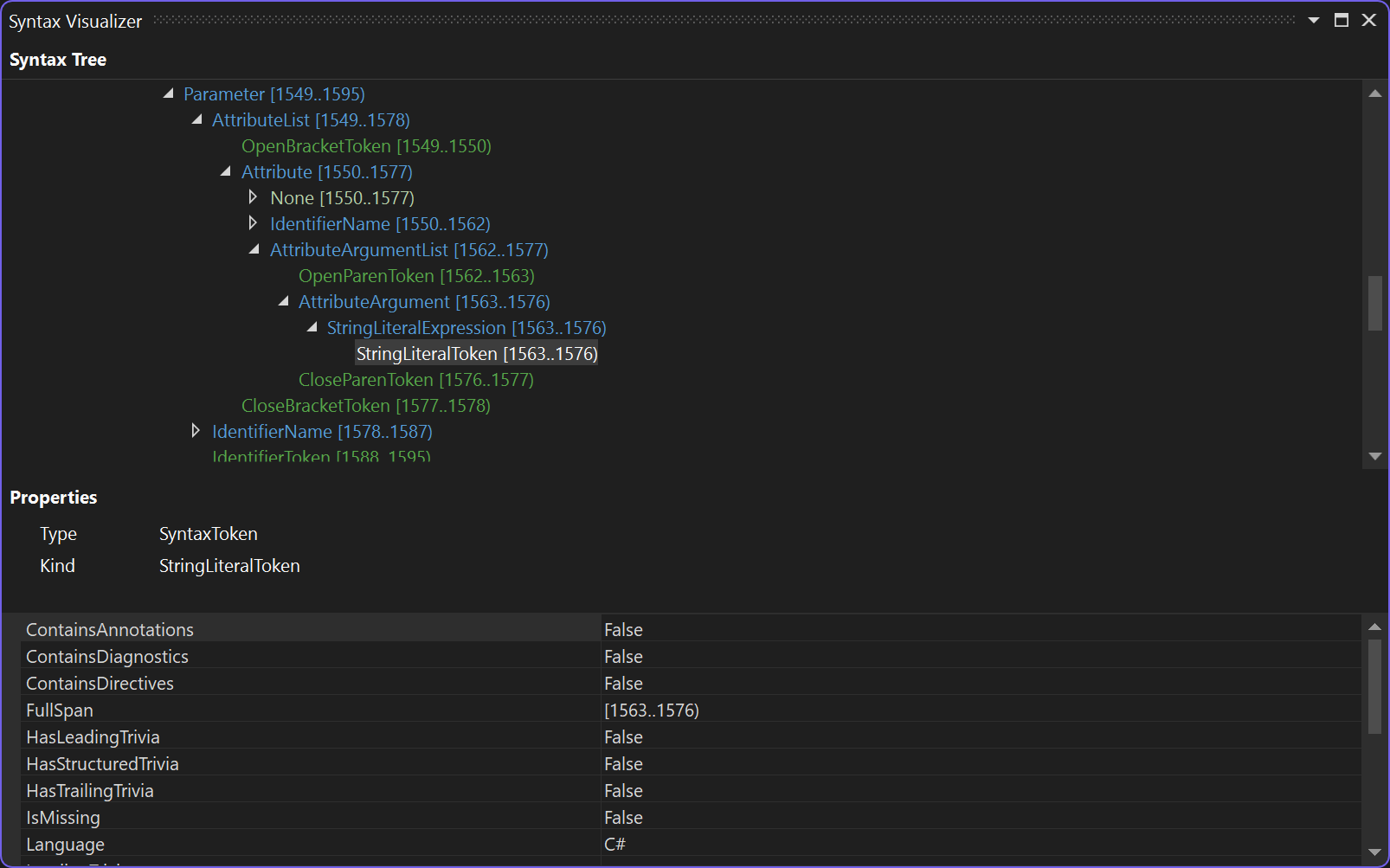 Syntax Visualizer window