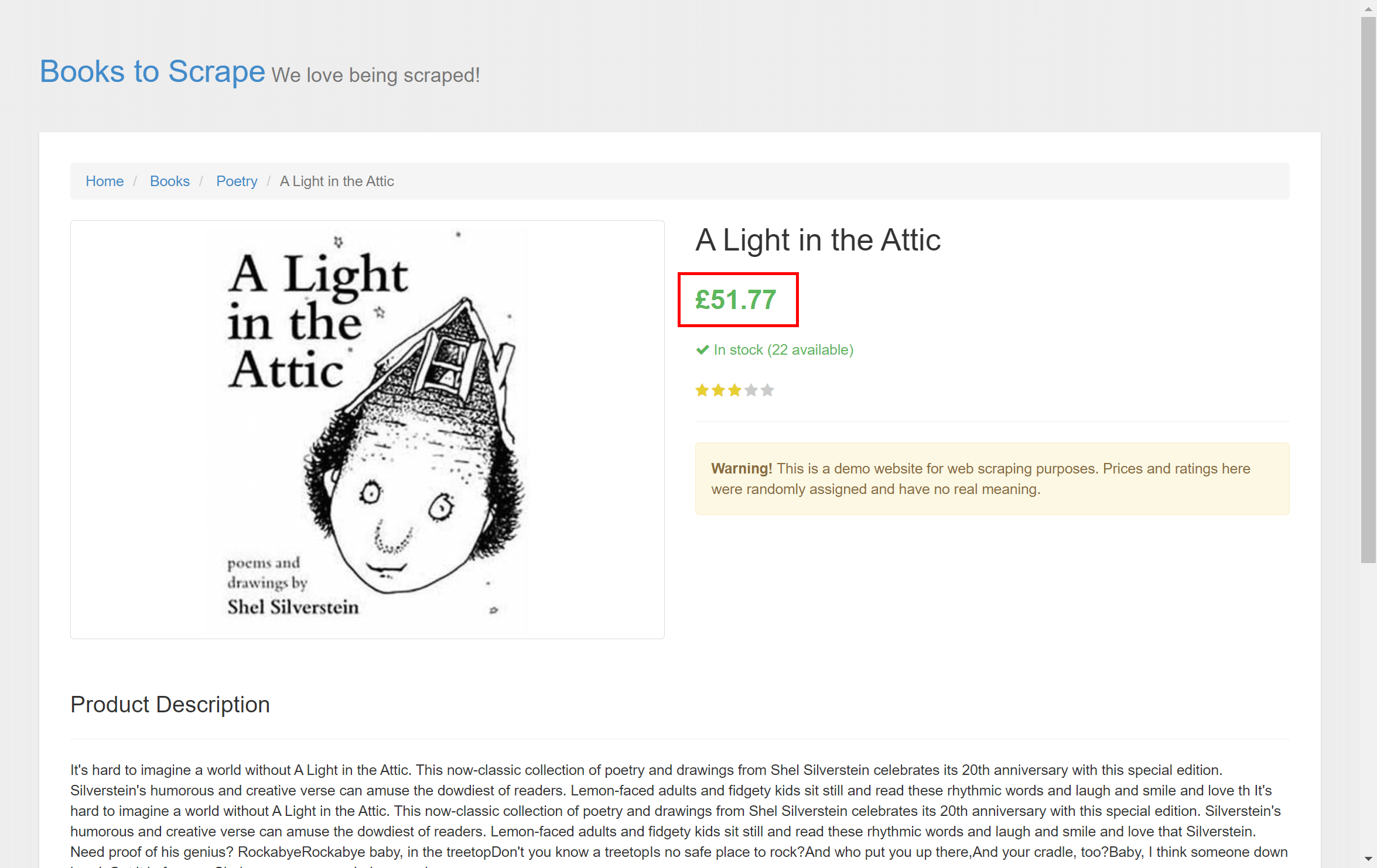 A book on Books to Scrape