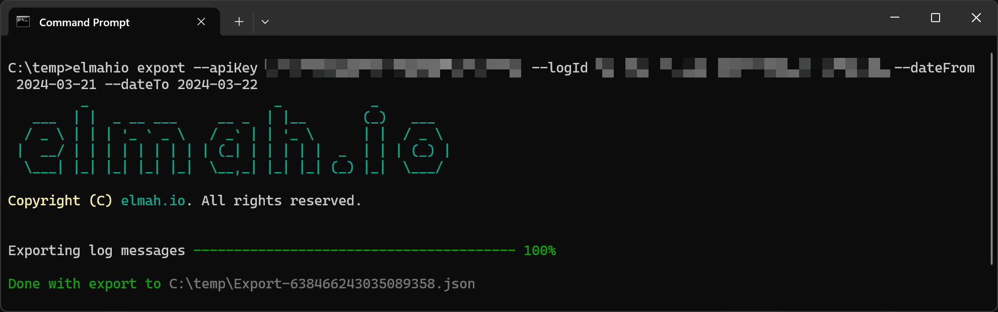 elmahio export result
