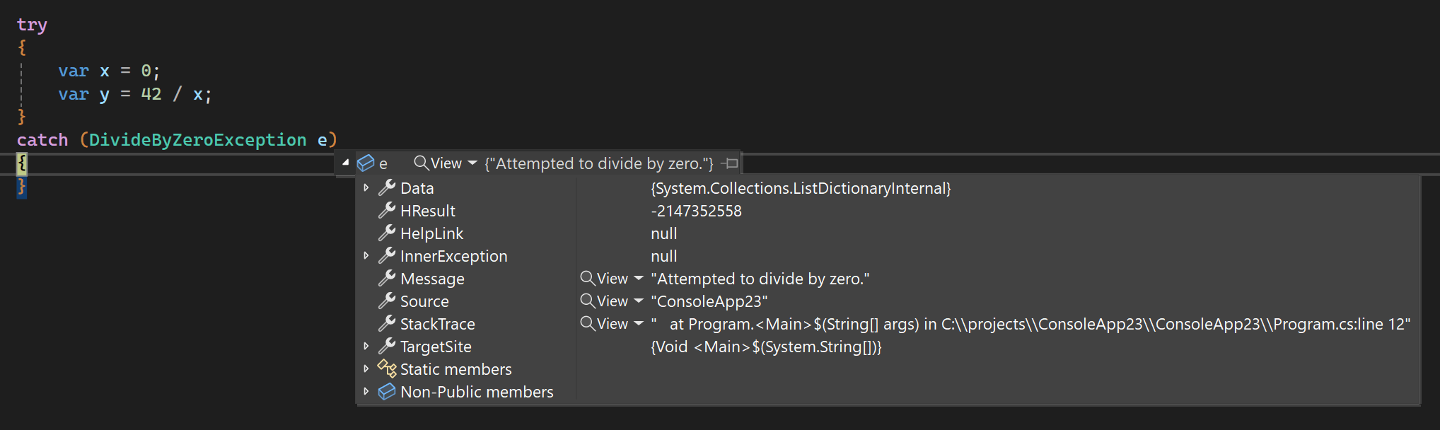 DivideByZeroException