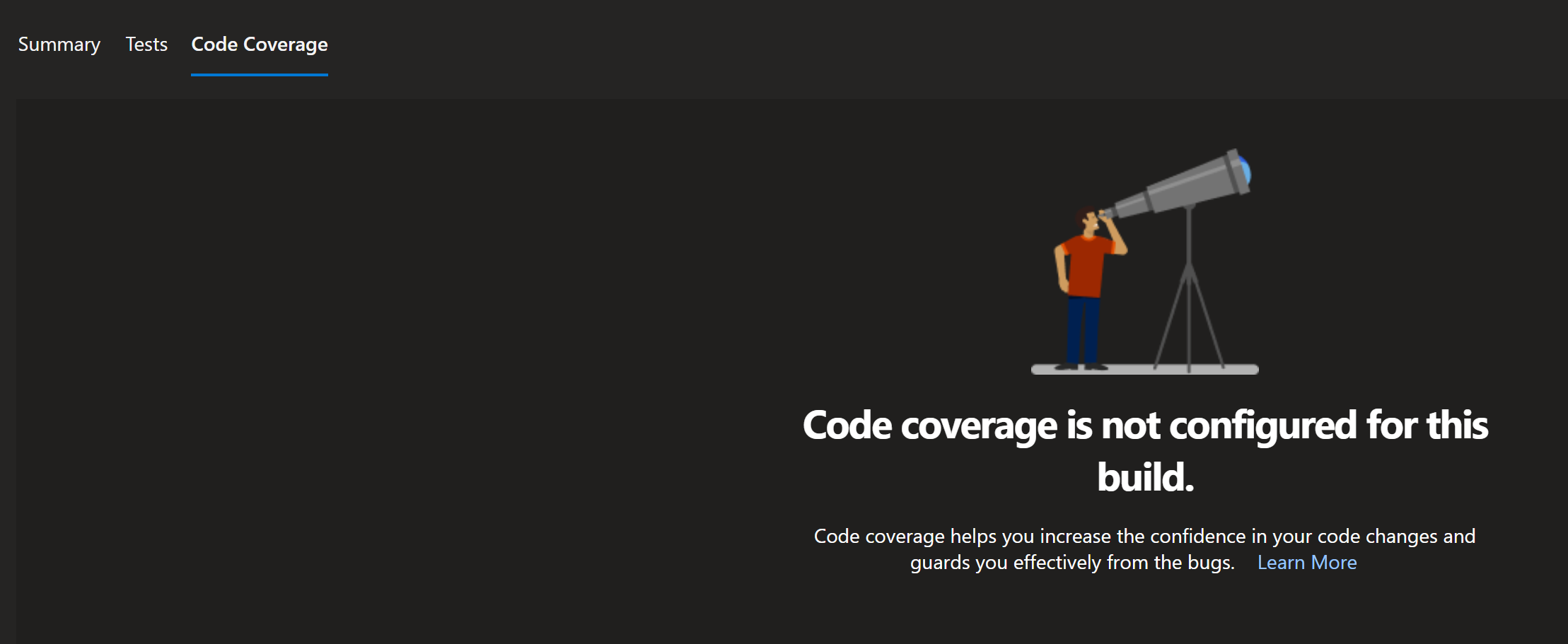 Code coverage is not configured for this build