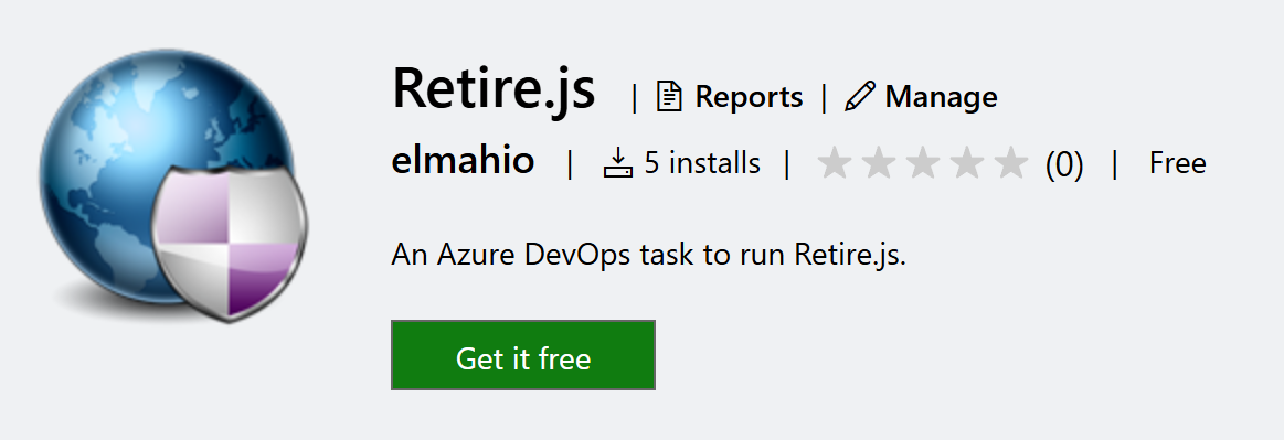 Retire.js on the Azure DevOps Marketplace