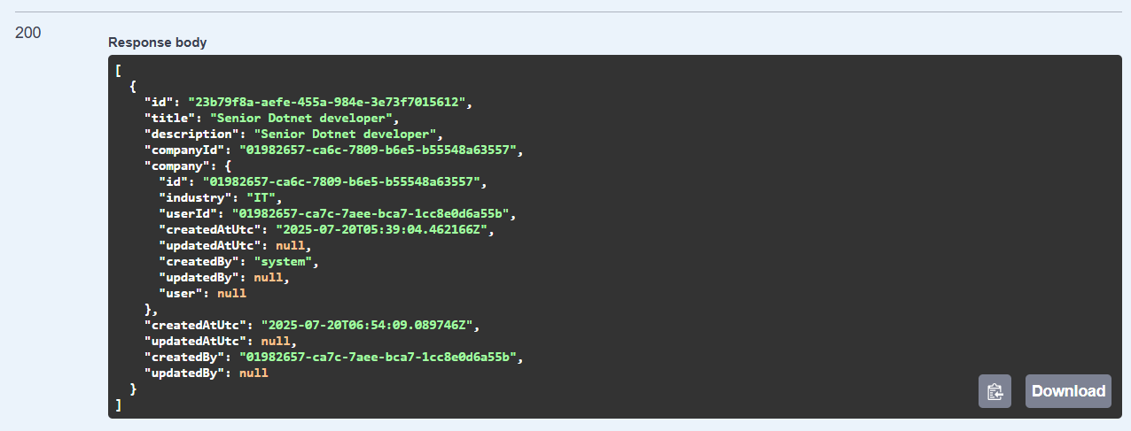 Get job post response