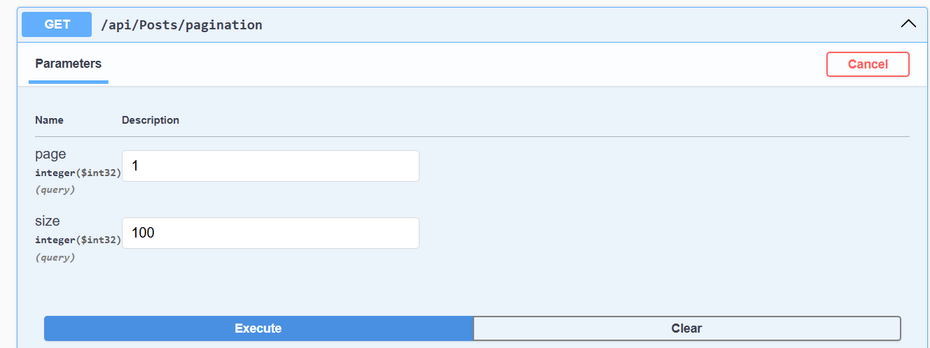 page and size parameters