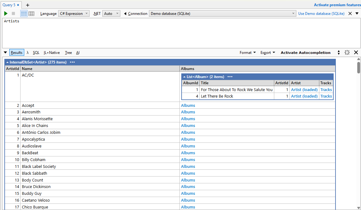 Embedded Albums view