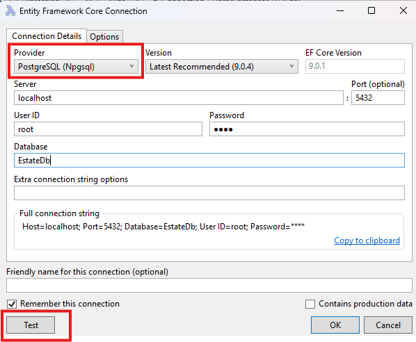 Entity Framework Core Connection