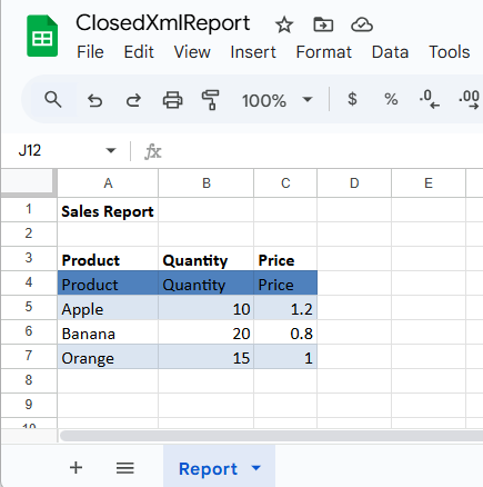 Output Excel file