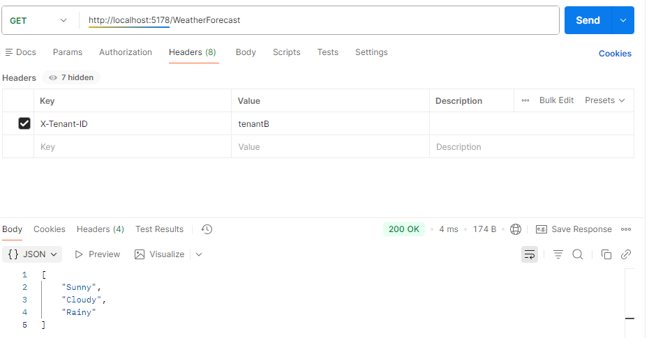 WeatherForecast endpoint from Tenant B