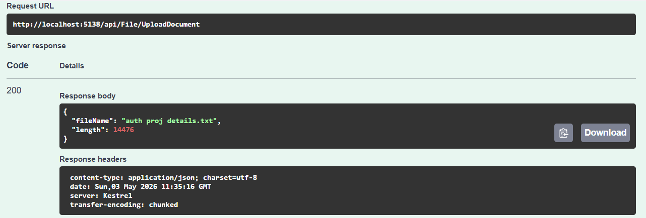Upload result