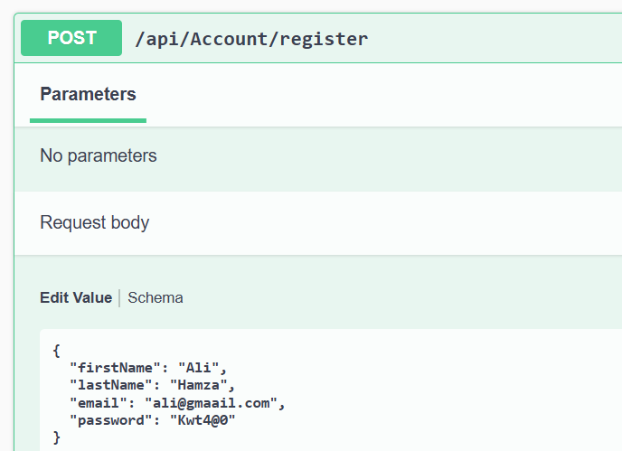 Register user request