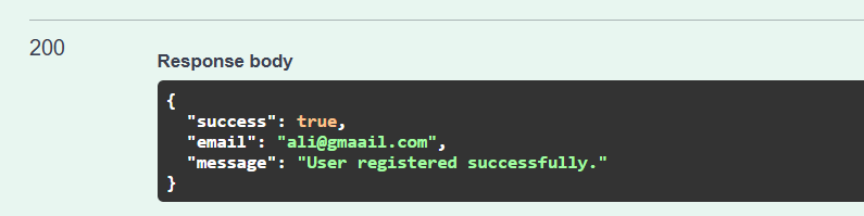 Register user response