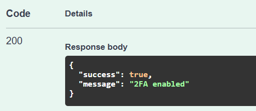 Enable 2FA response
