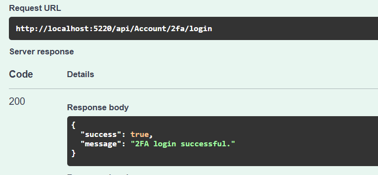 Login response