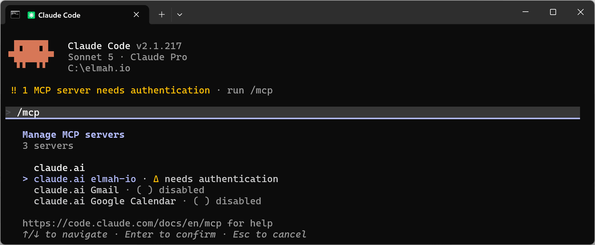 Run /mcp to see a list of configured MCP servers