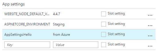 Override app setting on Azure