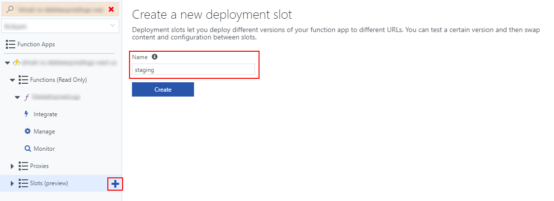 Create new deployment slot