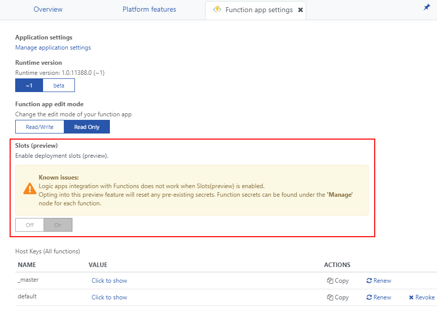 Enable deployment slots