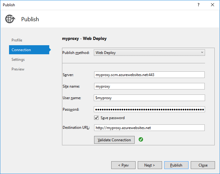 Deploy project to Azure