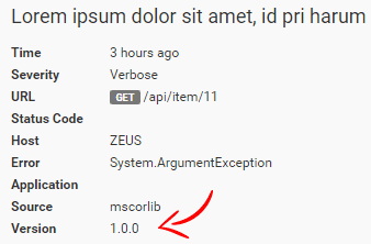 Error Details with Version Number