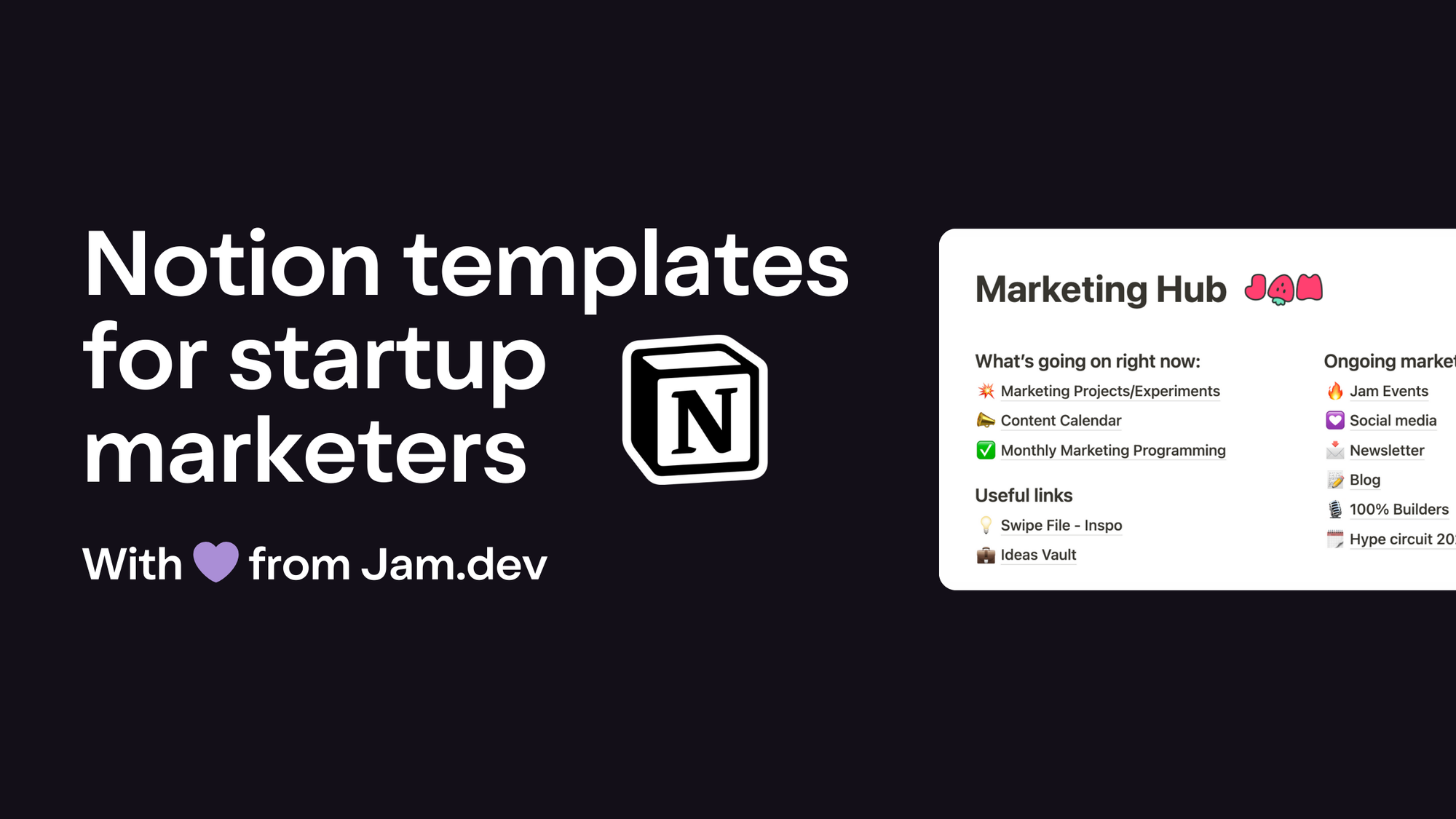 Notion templates for startup marketers