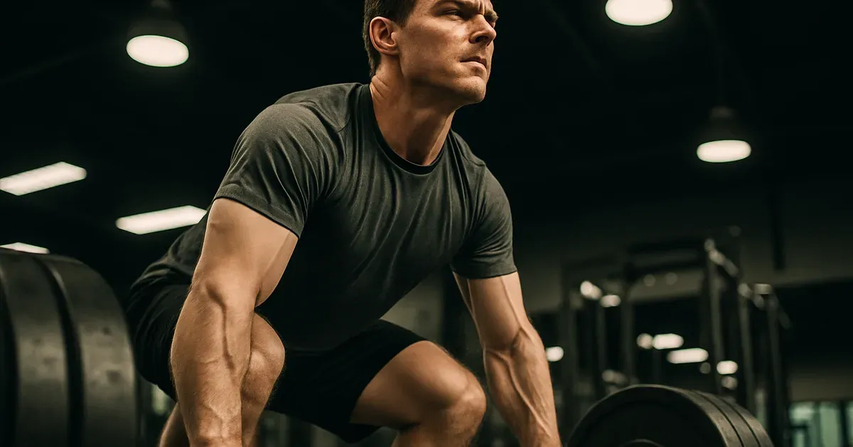 Athletic man in his 30s performing a barbell deadlift, illustrating building muscle after 30
