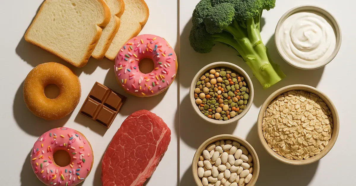 Comparison of foods that worsen gut microbiota dysbiosis versus foods that support eubiosis