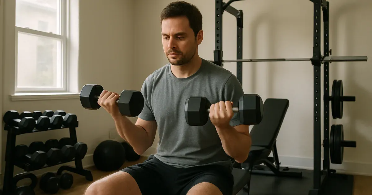 Person doing strength training with dumbbells to build muscle for weight management, not metabolism boost