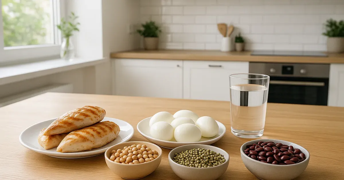 High-protein foods on a kitchen counter to help boost your metabolism naturally