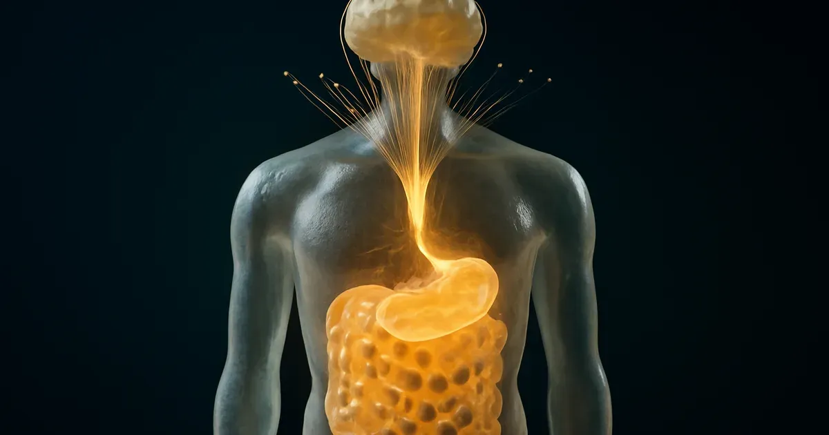 Illustration of the gut-brain axis showing the connection between the gut microbiome and the brain