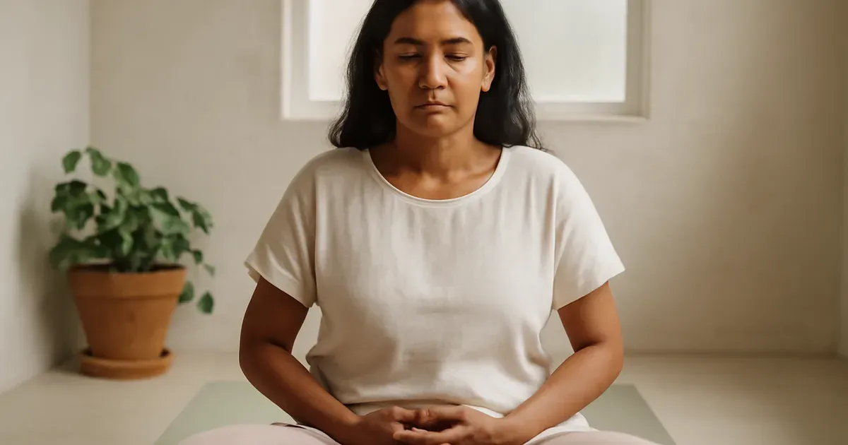 Person in recovery pose representing gut-brain axis connection after body-type matched exercise