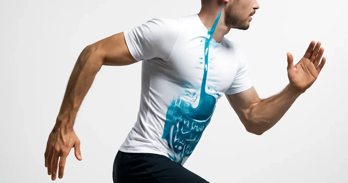 Illustration of the gut-brain axis connection in a male athlete highlighting microbiome impact on body type training