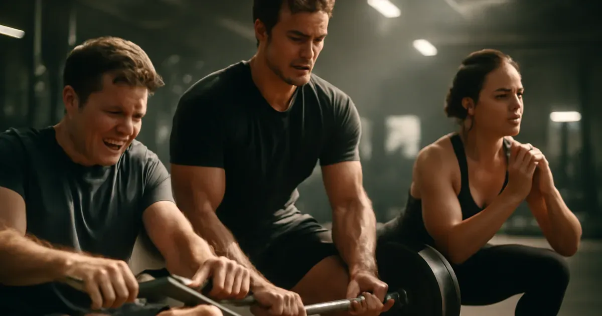 People doing different body type workouts including HIIT strength and bodyweight training in a gym