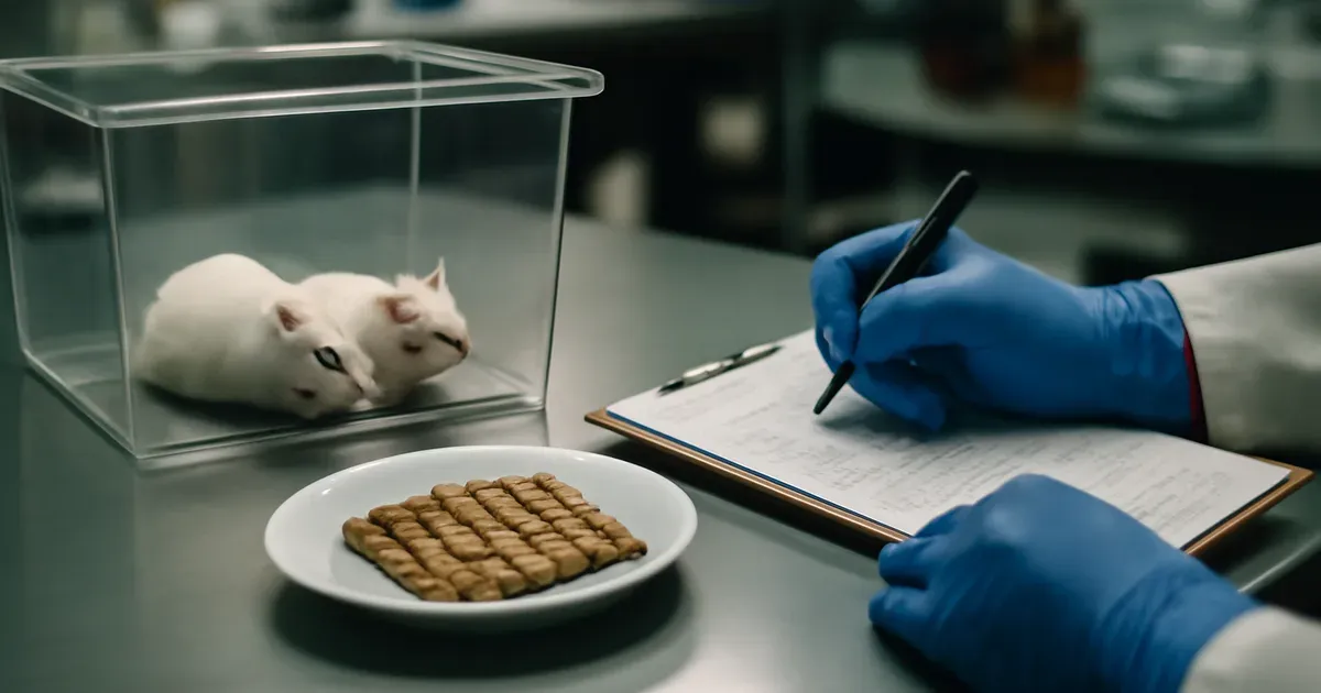 Laboratory mice used in BRP peptide weight loss research showing 50 percent food intake reduction