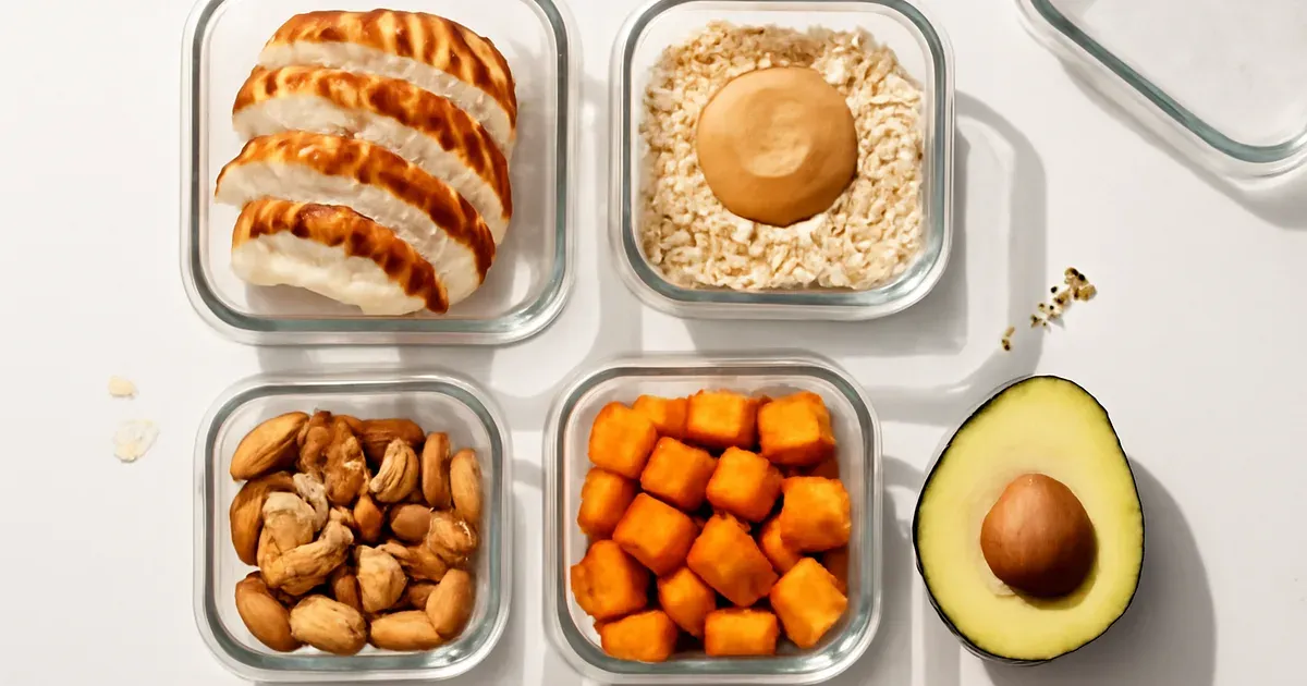 High protein ectomorph diet meal prep with complex carbs and healthy fats for muscle gain