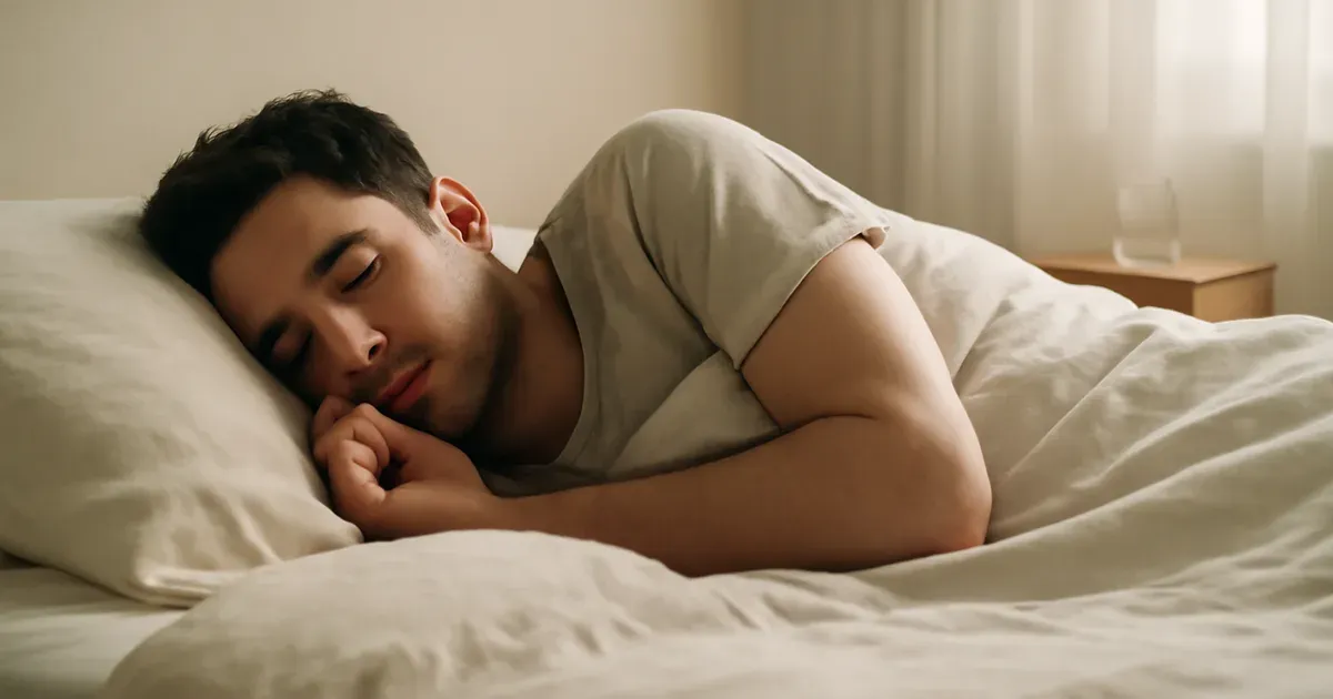 Person sleeping for muscle recovery as essential part of ectomorph workout plan and gut health