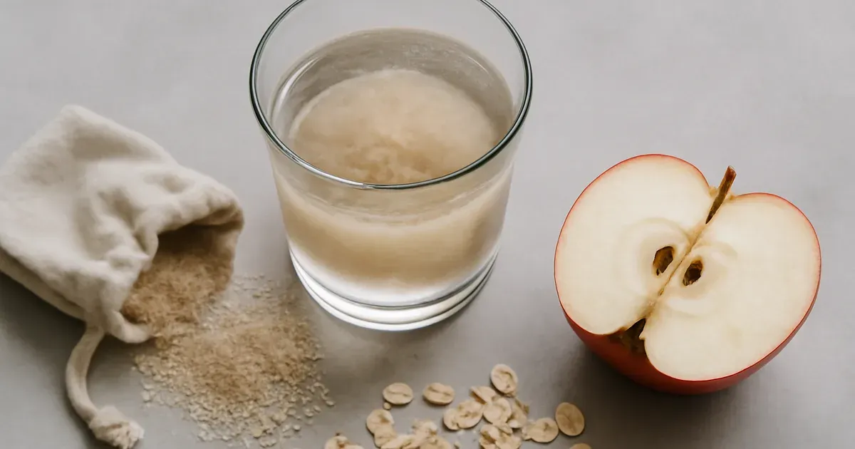 Psyllium husk fiber supplement in water alongside whole food fiber sources for gut health support