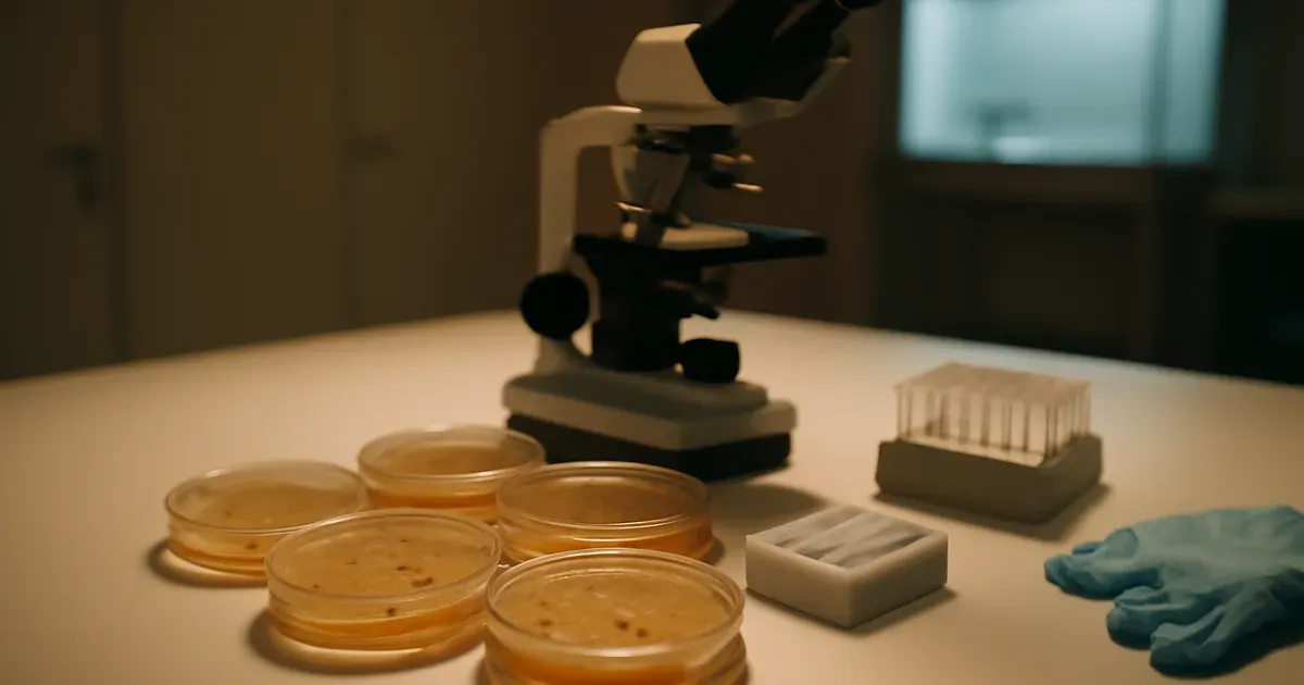 Laboratory dishes representing gut bacteria research into fat conversion and microbiome metabolism