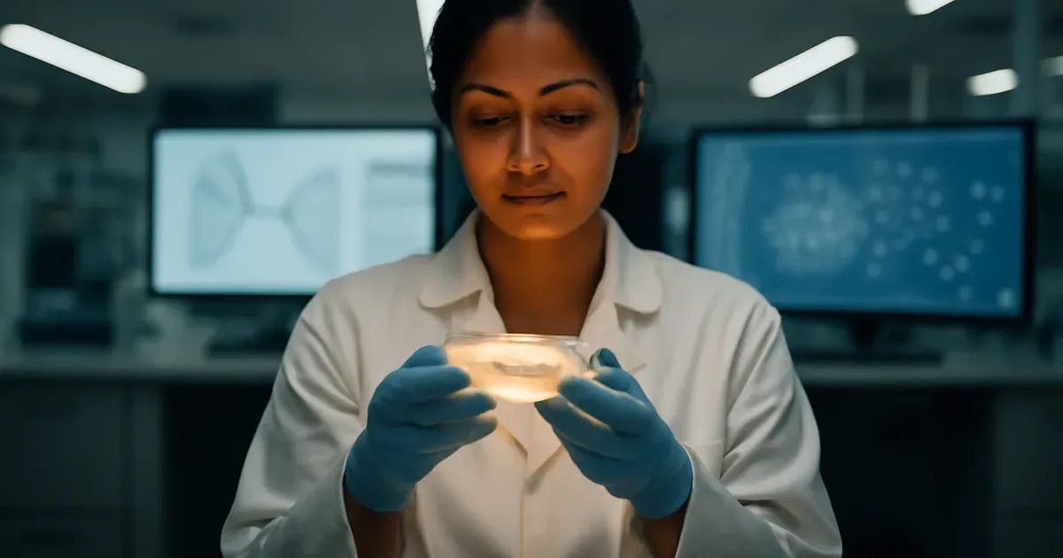 Scientist studying gut microbiome samples in a laboratory relevant to precision medicine and psychedelic therapy research