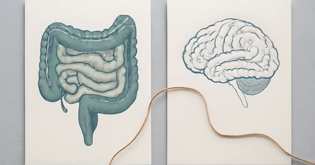 Conceptual image of the gut-brain axis showing the connection between gut microbiome and brain health