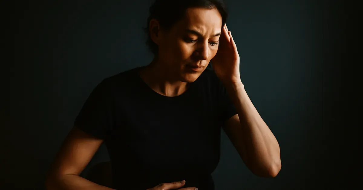 Illustration of the gut-brain axis showing neural connection between gut microbiome and brain during menopause