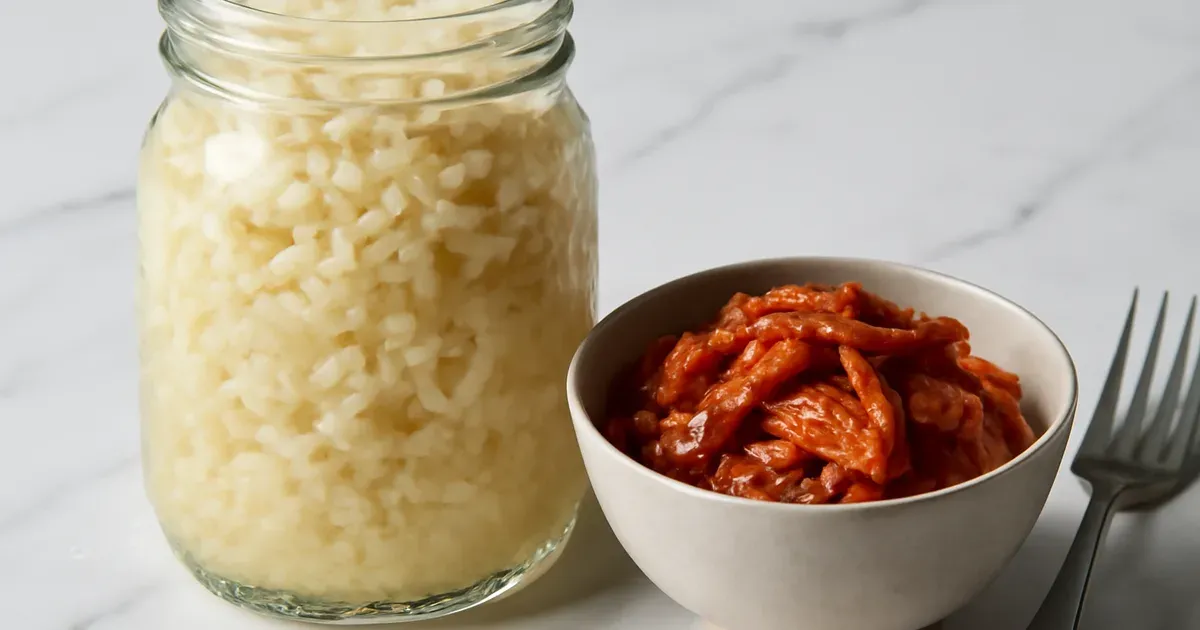 Glass jar of sauerkraut and bowl of kimchi on marble surface — probiotic fermented foods for gut health