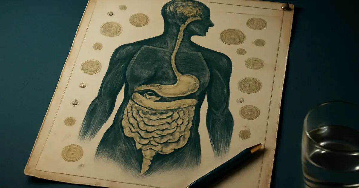 Gut-brain axis diagram showing the vagus nerve connecting the gut microbiome to the brain